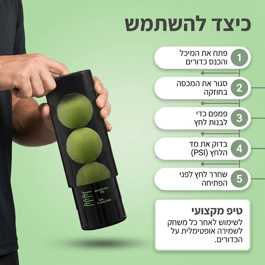 מיכל לחץ לשמירה וחידוש איכות הכדורים - casapadel